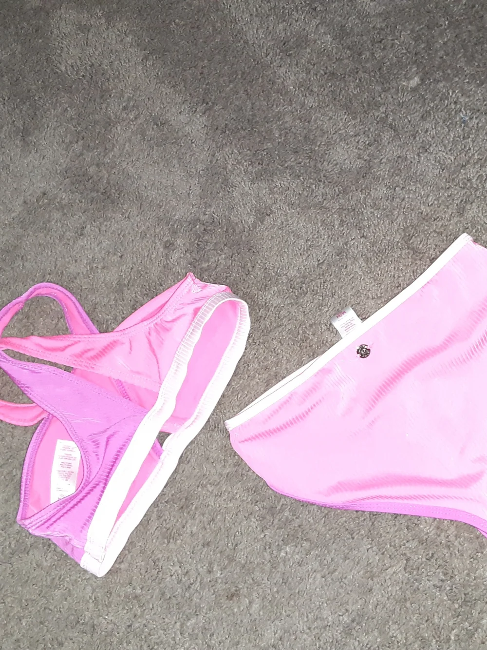 Justice Pink and Purple Colorblock Girls Bikini